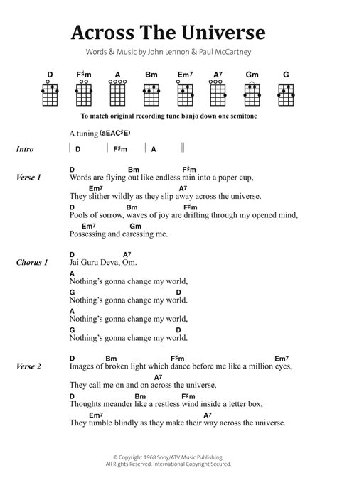 accross the universe chords|across the universe pdf.